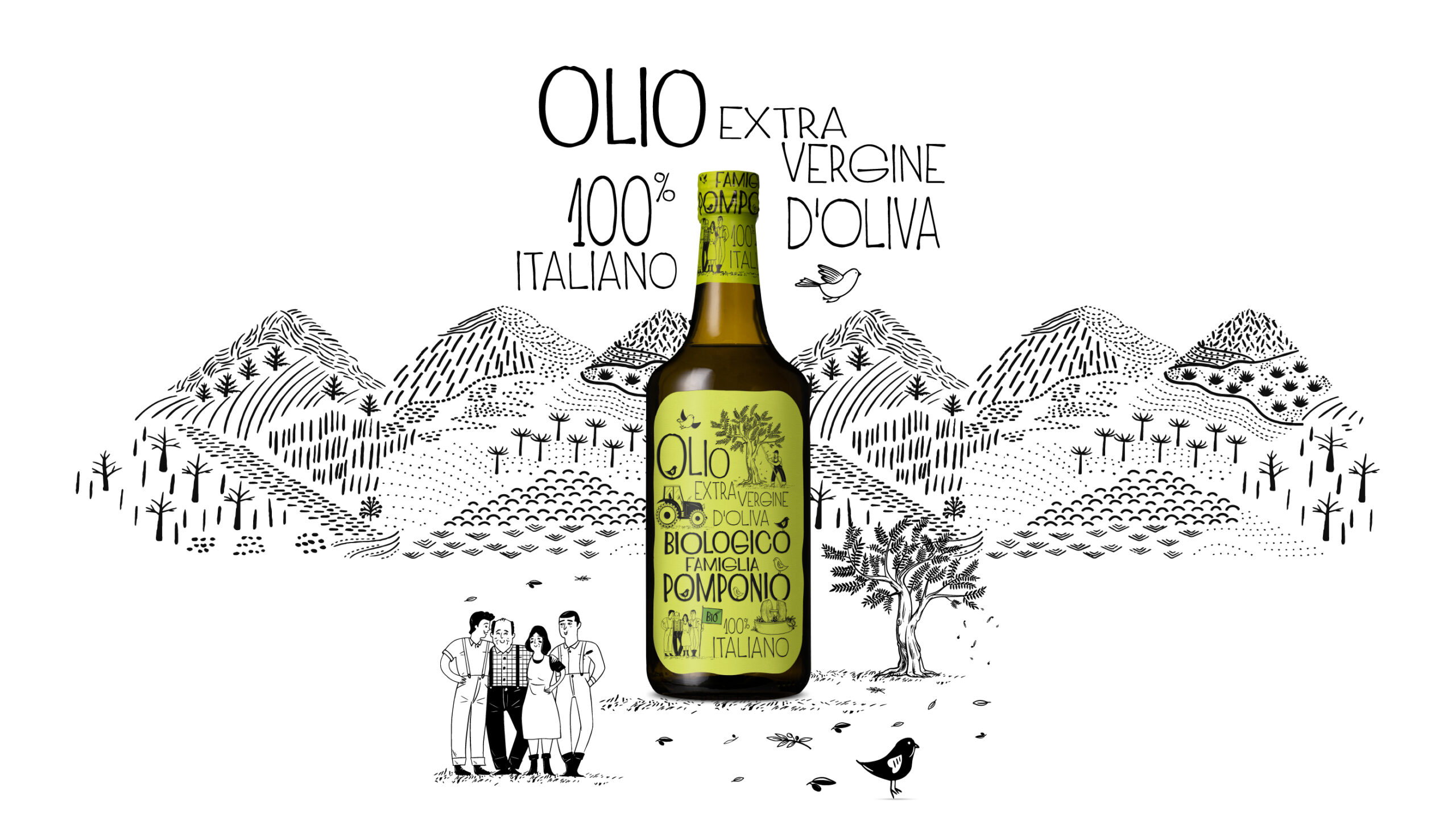 Olio Extra Vergine di Oliva Biologico - Bottiglia da 750ml - Famiglia Pomponio