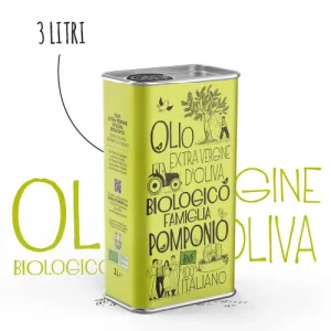 Lattina da 3 litri di olio extra vergine di oliva biologico - Famiglia Pomponio