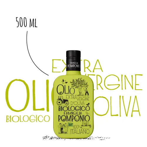 Olio Extra Vergine di Oliva Biologico - Bottiglia da 500ml - Famiglia Pomponio