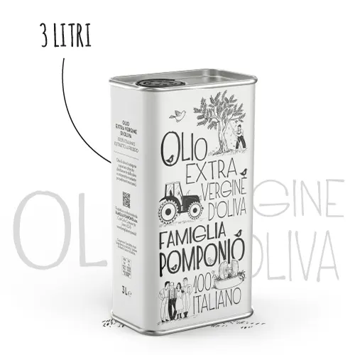 Olio Extra Vergine di Oliva - Lattina da 3 litri - Famiglia Pomponio